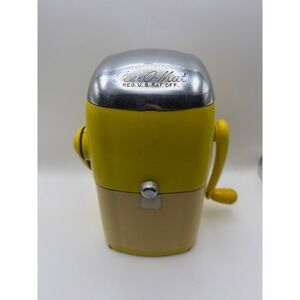 Vintage Rival Ice-O-Mat Vogue Model 455 Hand Crank Ice Crusher Yellow Chrome